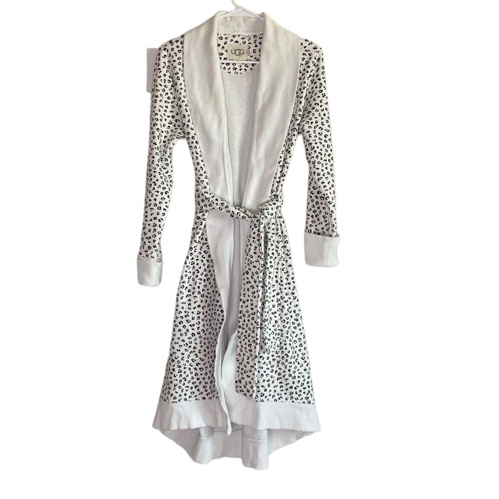 UGG Karoline Fleece Robe In White Micro Leopard